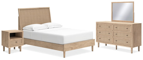 Cielden Full Panel Bed with Mirrored Dresser and Nightstand in Two-tone - PKG018703