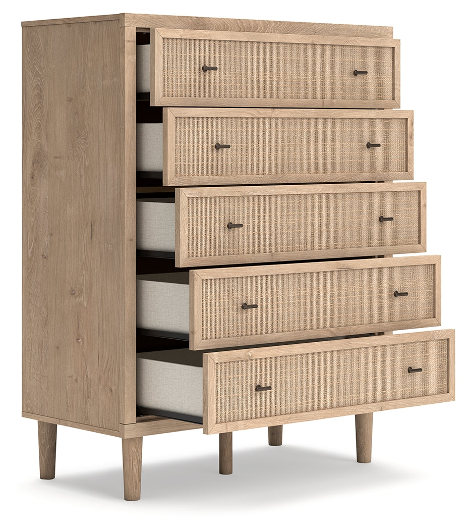 Cielden Full Panel Bed with Mirrored Dresser, Chest and 2 Nightstands in Two-tone - PKG018924