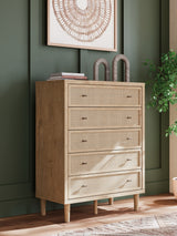 Cielden Full Panel Bed with Mirrored Dresser, Chest and 2 Nightstands in Two-tone from Ashley - Luna Furniture