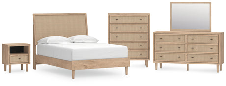 Cielden Full Panel Bed with Mirrored Dresser, Chest and Nightstand in Two-tone - PKG018705