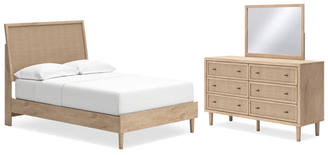 Cielden Full Panel Bed with Mirrored Dresser in Two-tone - PKG018702