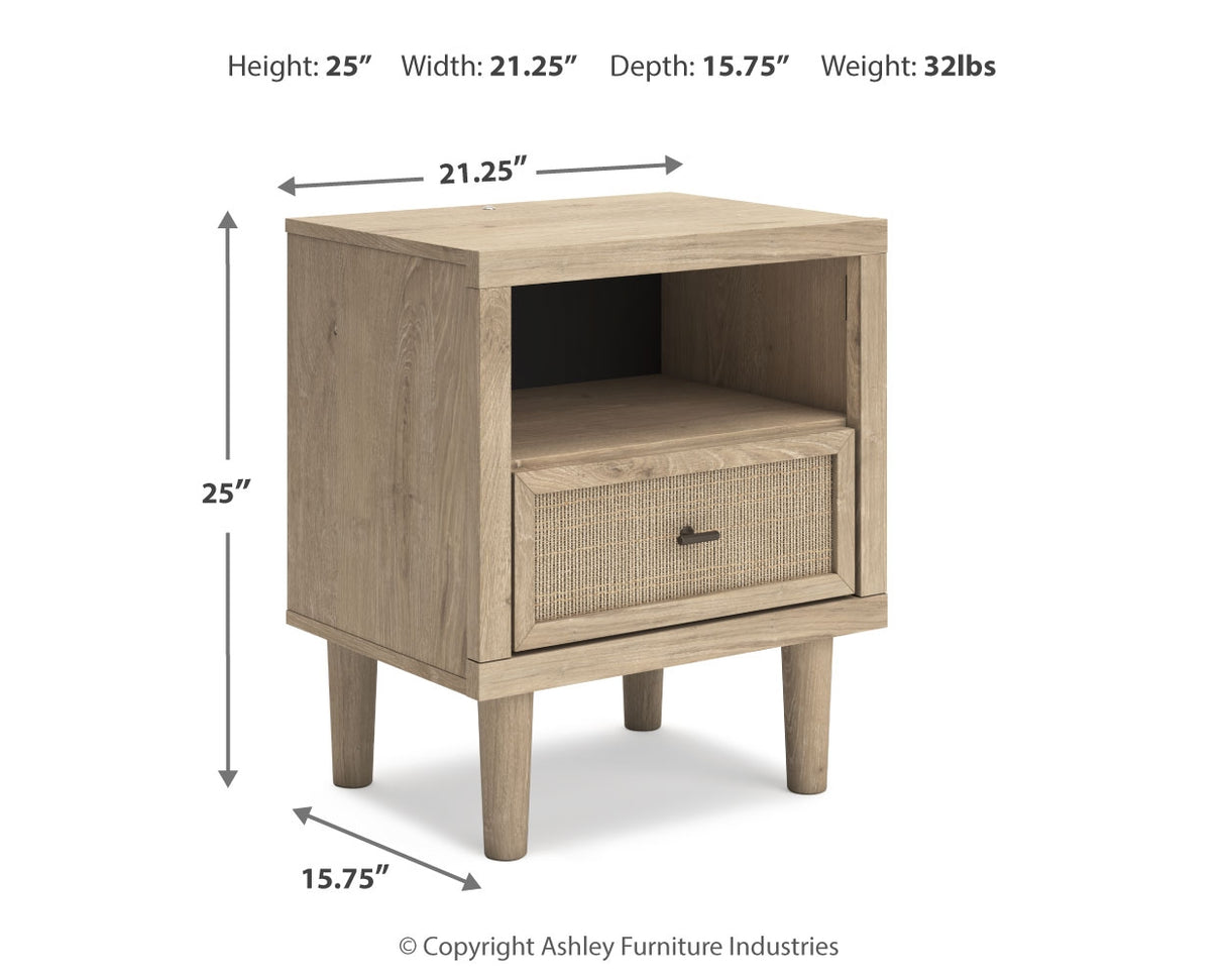 Cielden Full Upholstered Panel Bed with 2 Nightstands in Two-tone - PKG018676