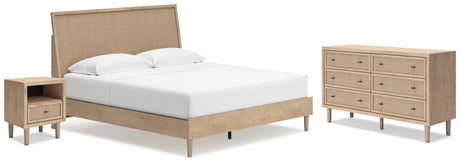 Cielden King Panel Bed with Dresser and Nightstand in Two-tone - PKG020445