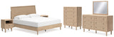 Cielden King Panel Bed with Mirrored Dresser, Chest and 2 Nightstands in Two-tone - PKG018920