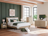 Cielden King Panel Bed with Mirrored Dresser, Chest and 2 Nightstands in Two-tone from Ashley - Luna Furniture