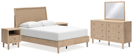 Cielden Queen Panel Bed with Mirrored Dresser and 2 Nightstands in Two-tone from Ashley - Luna Furniture