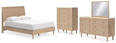 Cielden Queen Panel Bed with Mirrored Dresser and Chest in Two-tone from Ashley - Luna Furniture