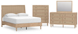 Cielden Queen Panel Bed with Mirrored Dresser and Chest in Two-tone from Ashley - Luna Furniture