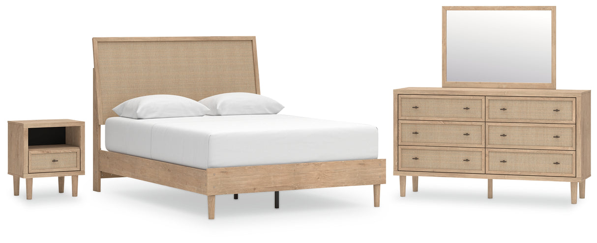 Cielden Queen Panel Bed with Mirrored Dresser and Nightstand in Two-tone from Ashley - Luna Furniture