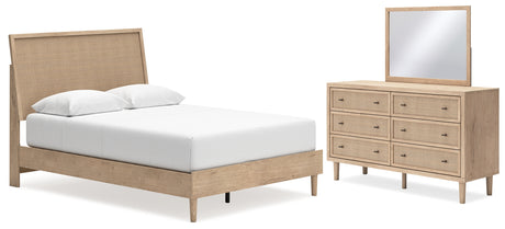 Cielden Queen Panel Bed with Mirrored Dresser in Two-tone from Ashley - Luna Furniture