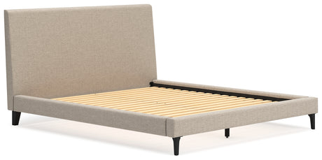 Cielden Soft Gray California King Upholstered Bed with Roll Slats - B1199-94