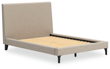 Cielden Soft Gray Full Upholstered Bed with Roll Slats - B1199-72