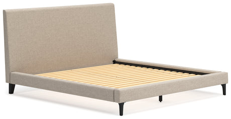 Cielden Soft Gray King Upholstered Bed with Roll Slats - B1199-82