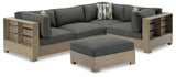 Citrine Park 4-Piece Outdoor Sectional with Ottoman in Brown from Ashley - Luna Furniture