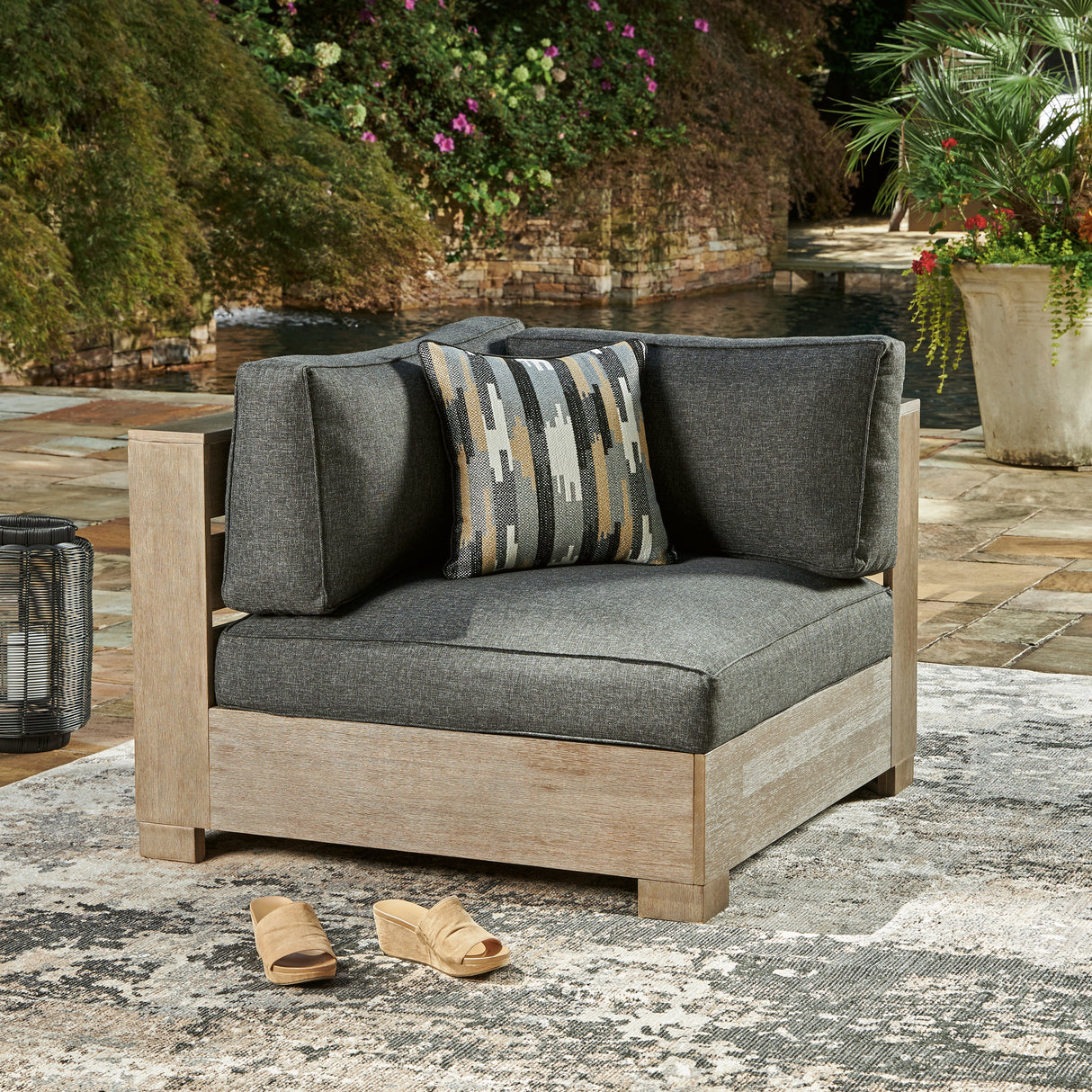 Citrine Park 4-Piece Outdoor Sectional with Ottoman in Brown from Ashley - Luna Furniture