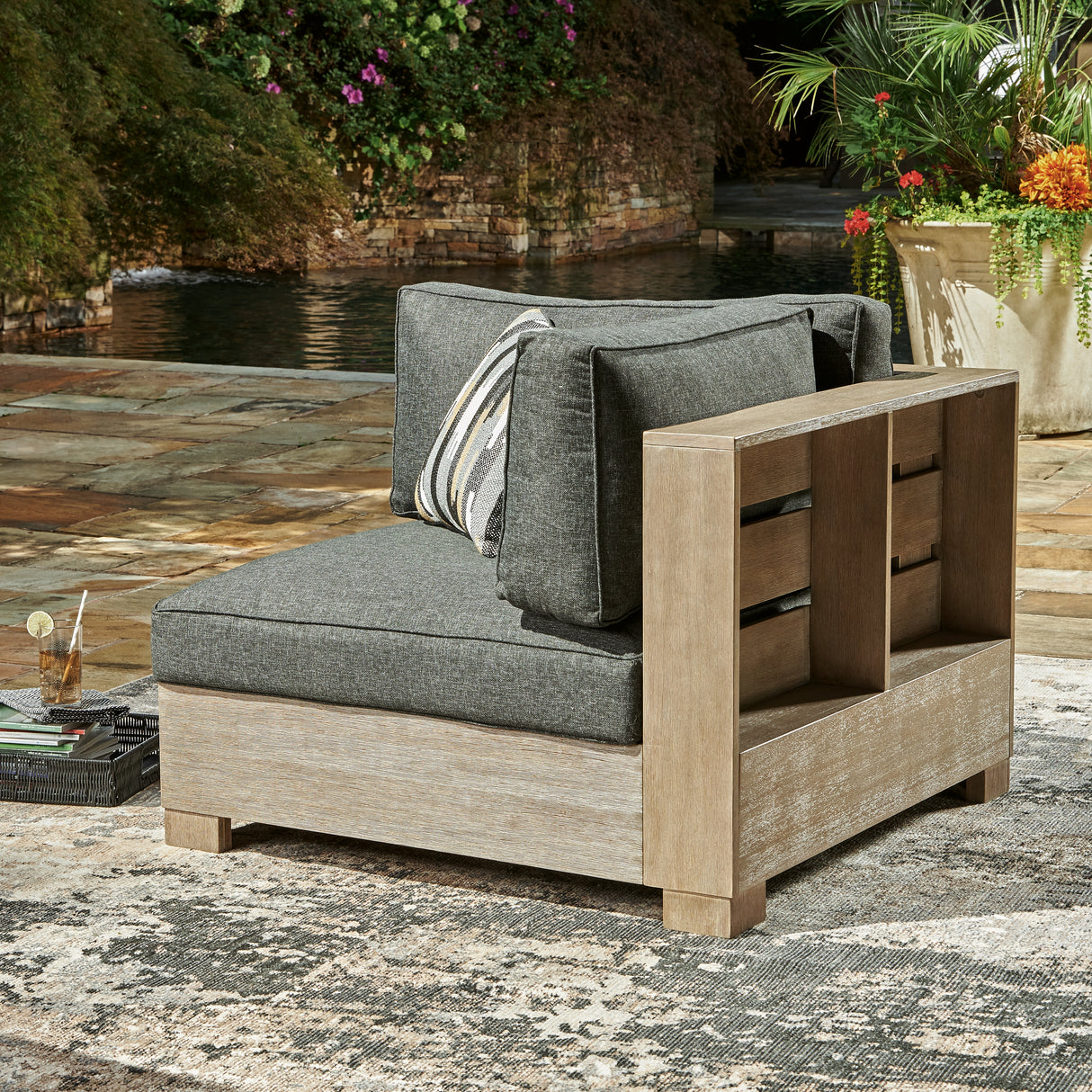 Citrine Park 4-Piece Outdoor Sectional with Ottoman in Brown from Ashley - Luna Furniture