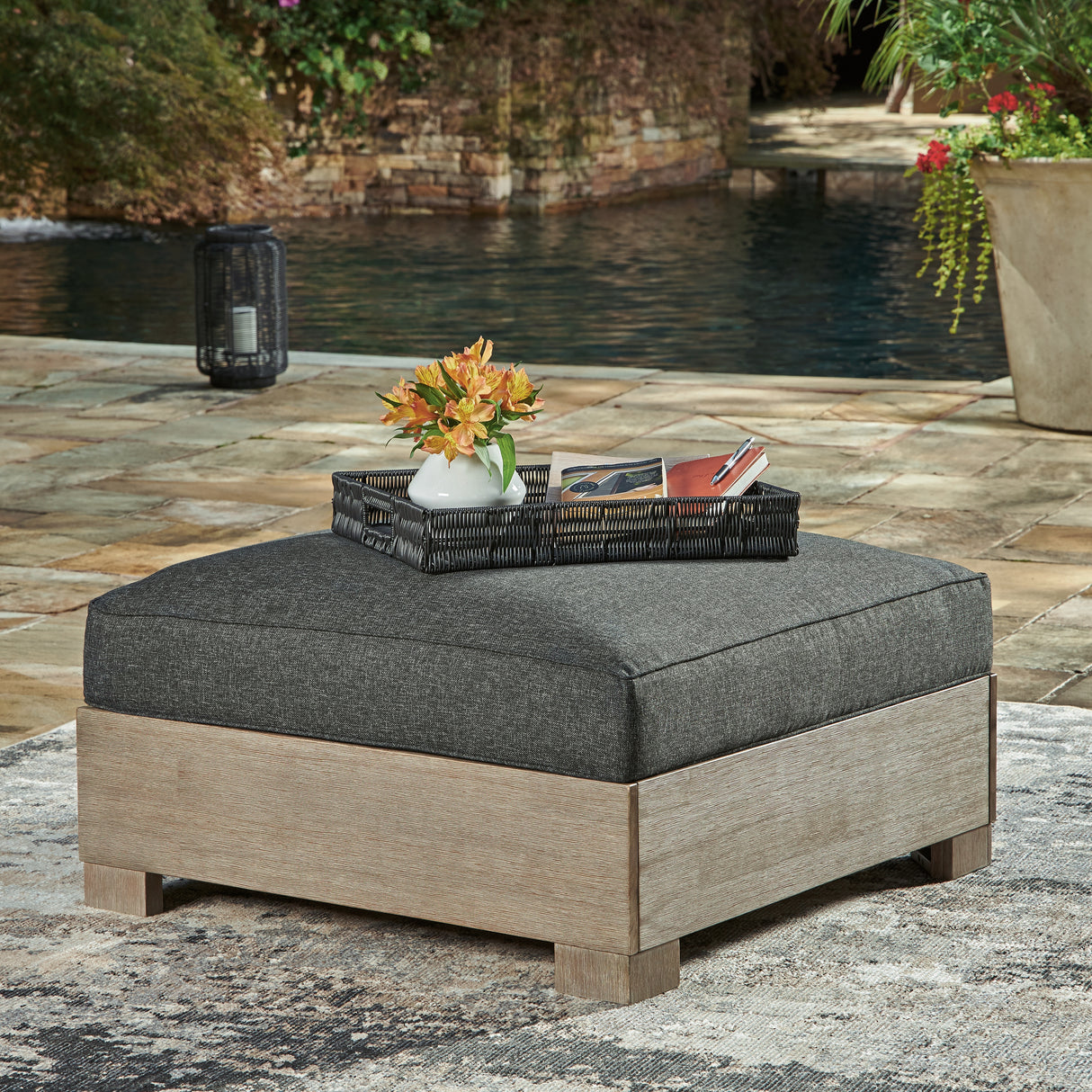 Citrine Park 4-Piece Outdoor Sectional with Ottoman in Brown from Ashley - Luna Furniture