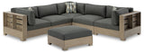 Citrine Park 5-Piece Outdoor Sectional with Ottoman in Brown from Ashley - Luna Furniture