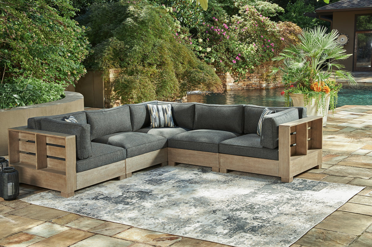 Citrine Park 5-Piece Outdoor Sectional with Ottoman in Brown from Ashley - Luna Furniture