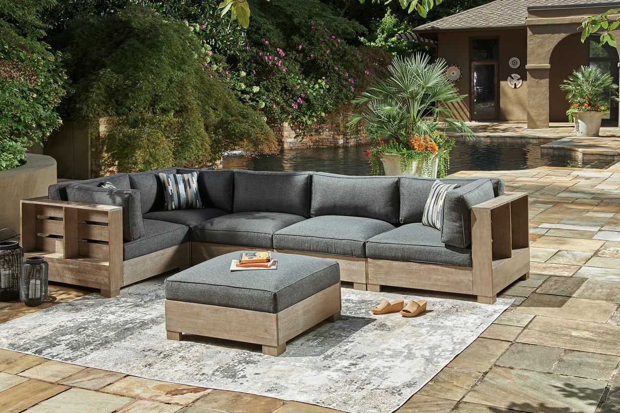 Citrine Park 5-Piece Outdoor Sectional with Ottoman in Brown from Ashley - Luna Furniture