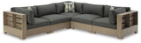 Citrine Park 5-Piece Outdoor Sectional with Ottoman in Brown from Ashley - Luna Furniture