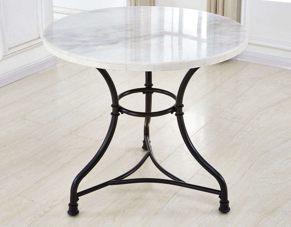 Claire 34 inch Round White Marble Top Bistro Table from Steve Silver - Luna Furniture