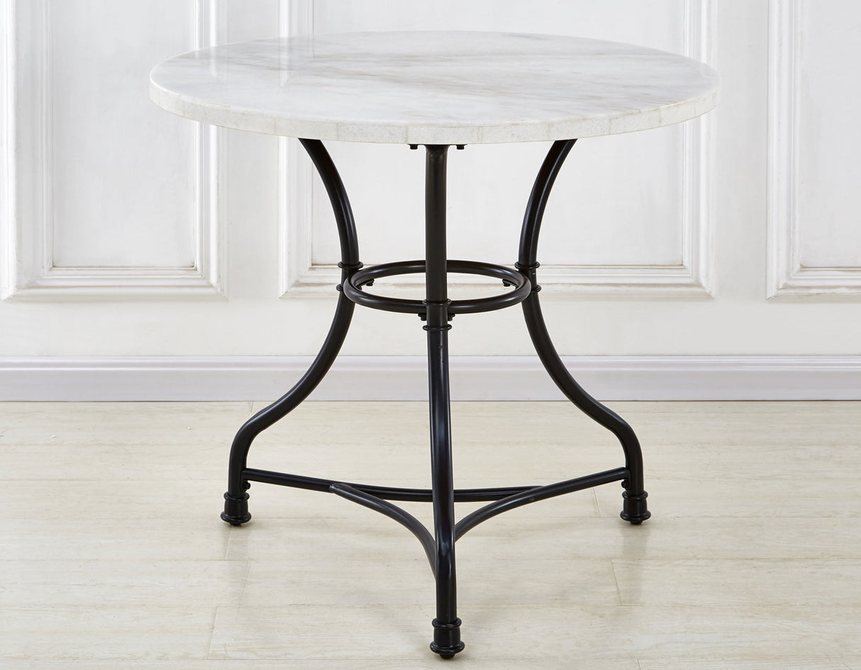 Claire 34 inch Round White Marble Top Bistro Table from Steve Silver - Luna Furniture