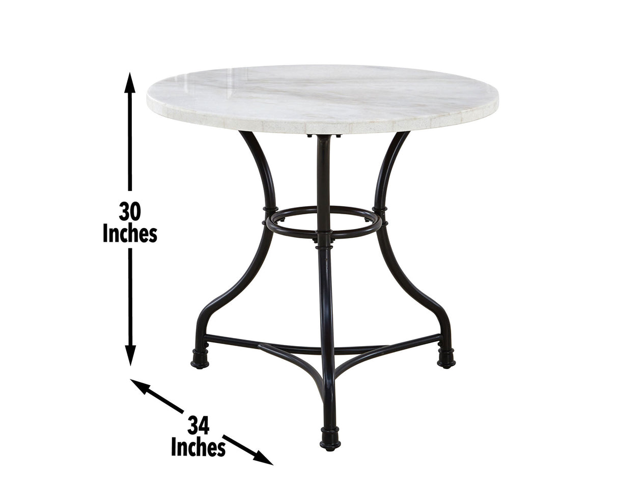 Claire 34 inch Round White Marble Top Bistro Table from Steve Silver - Luna Furniture