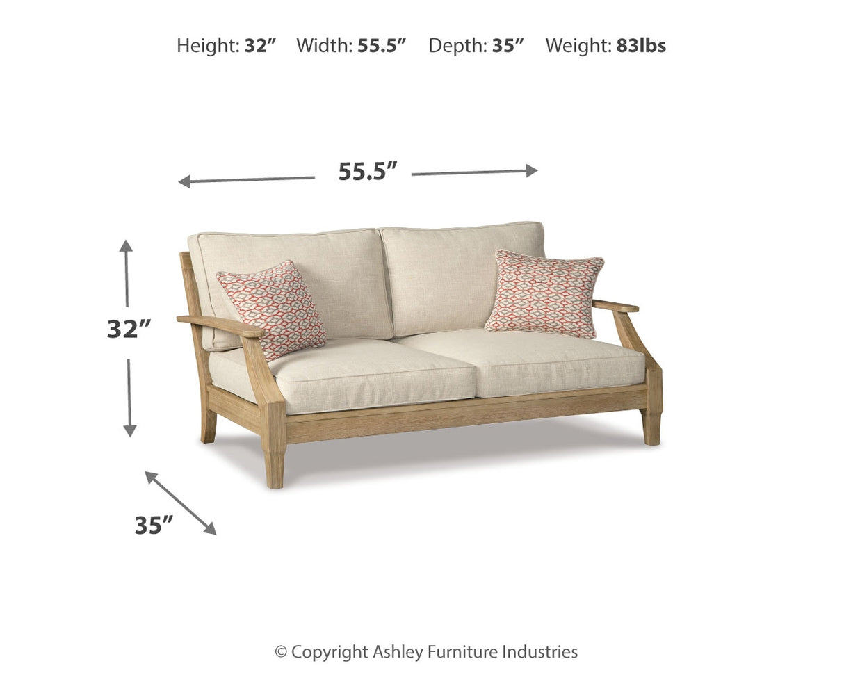 Clare View Outdoor Loveseat with 2 Lounge Chairs in Beige from Ashley - Luna Furniture