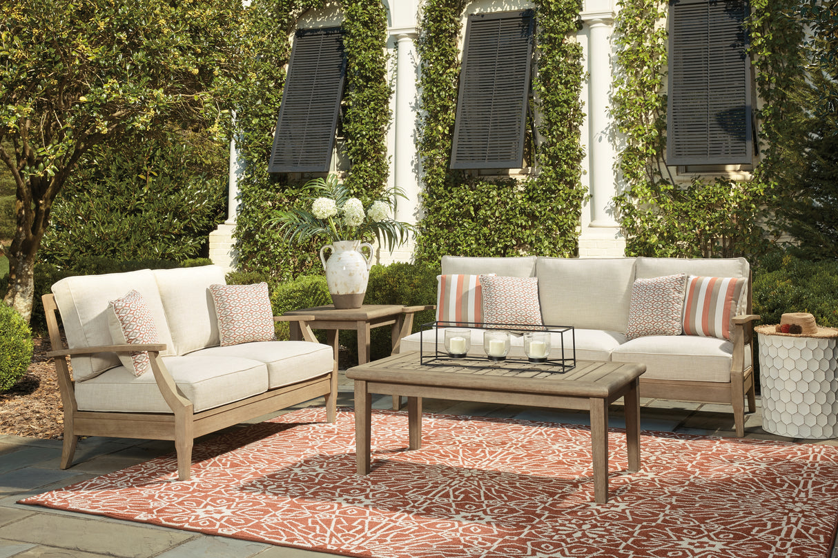 Clare View Outdoor Sofa and Loveseat in Beige from Ashley - Luna Furniture