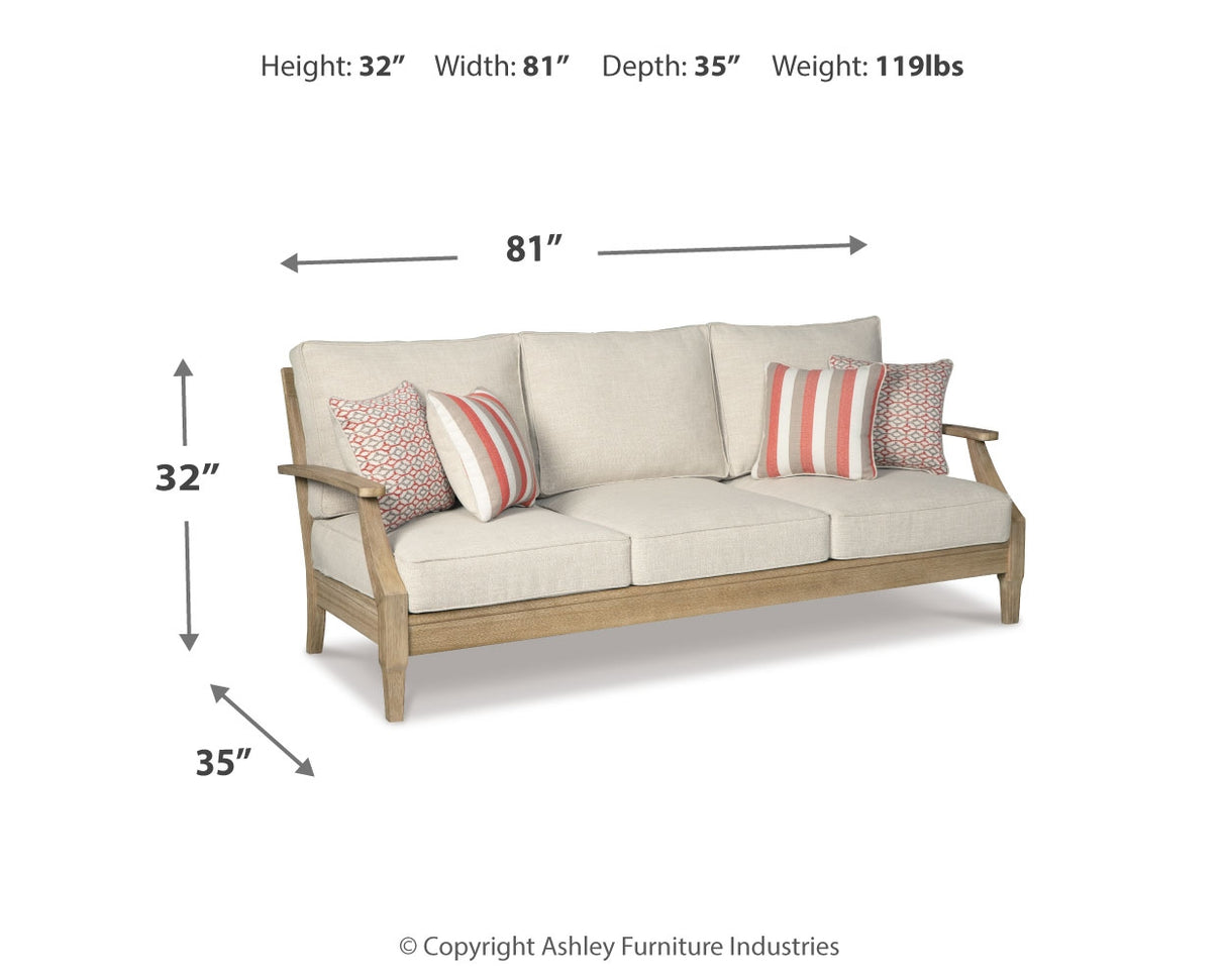 Clare View Outdoor Sofa with 2 Lounge Chairs in Beige from Ashley - Luna Furniture