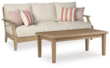 Clare View Outdoor Sofa with Coffee Table in Beige from Ashley - Luna Furniture