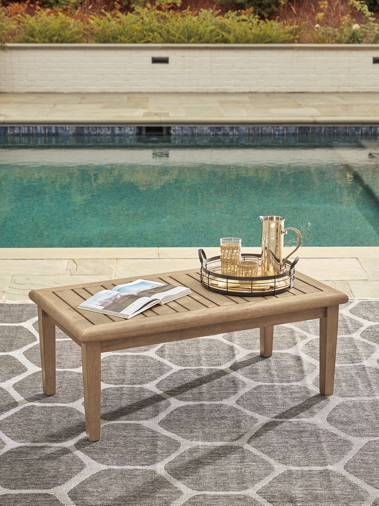 Clare View Outdoor Sofa with Coffee Table in Beige from Ashley - Luna Furniture