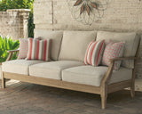 Clare View Outdoor Sofa with Lounge Chair in Beige from Ashley - Luna Furniture