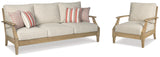 Clare View Outdoor Sofa with Lounge Chair in Beige from Ashley - Luna Furniture