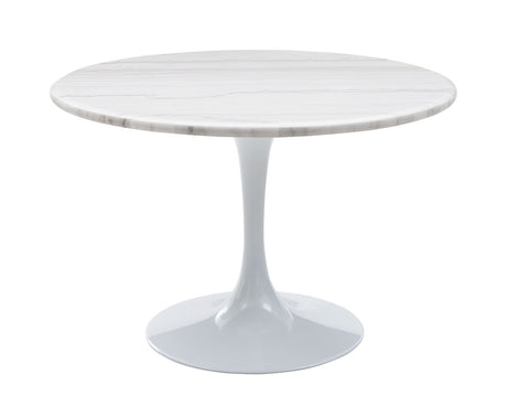 Colfax 45 inch Round White Marble Top/White Base Dining Table from Steve Silver - Luna Furniture