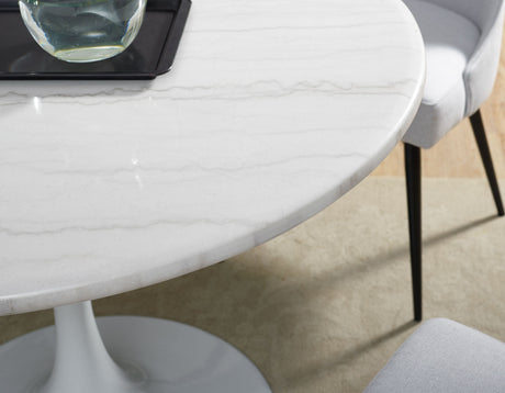 Colfax 45 inch Round White Marble Top/White Base Dining Table from Steve Silver - Luna Furniture