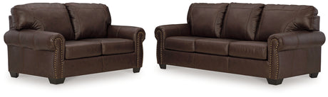 Colleton Sofa and Loveseat in Dark Brown - PKG015826