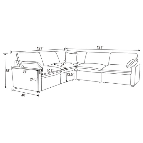 Collins 5-piece Modular Power Reclining Sectional Sofa Grey from Coaster - Luna Furniture