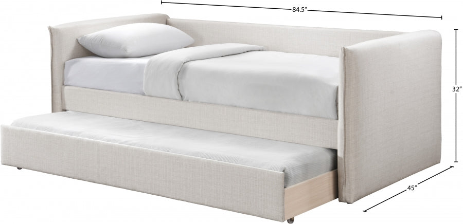 Colton Linen Textured Fabric Twin Daybed Cream from Meridian - Luna Furniture