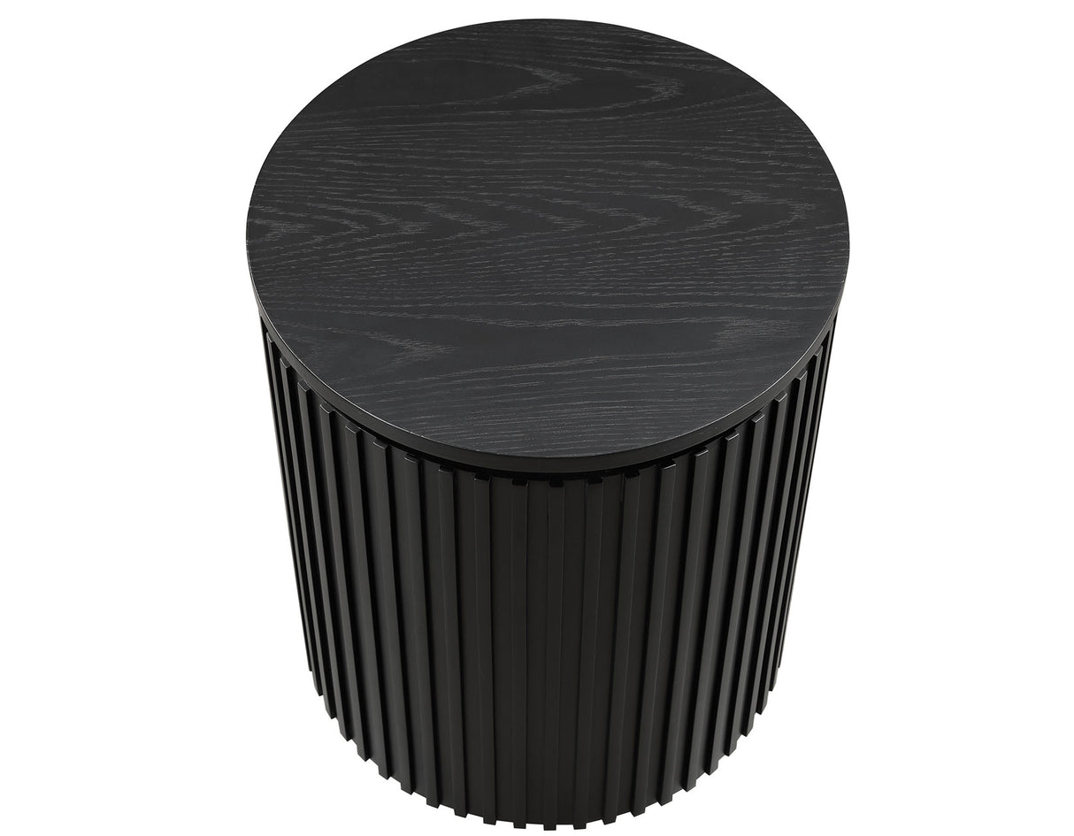 Colvin 18″ Round End Table, Black Finish from Steve Silver - Luna Furniture