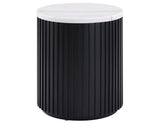 Colvin 18″ Round White Marble Top End Table, Black Finish from Steve Silver - Luna Furniture