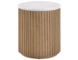 Colvin 18″ Round White Marble Top End Table, Toffee Finish from Steve Silver - Luna Furniture