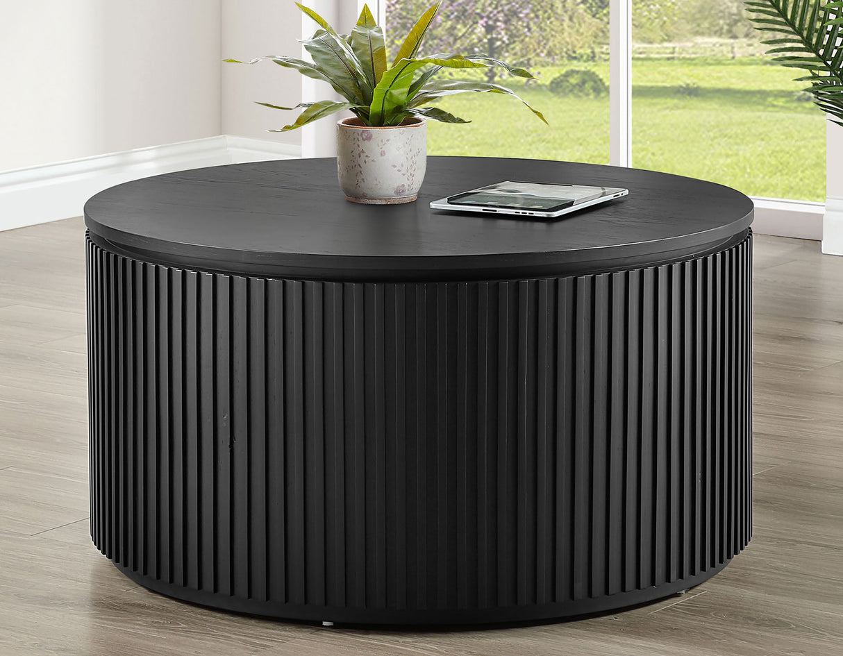 Colvin 36″ Round Castered Coffee Table, Black Finish from Steve Silver - Luna Furniture