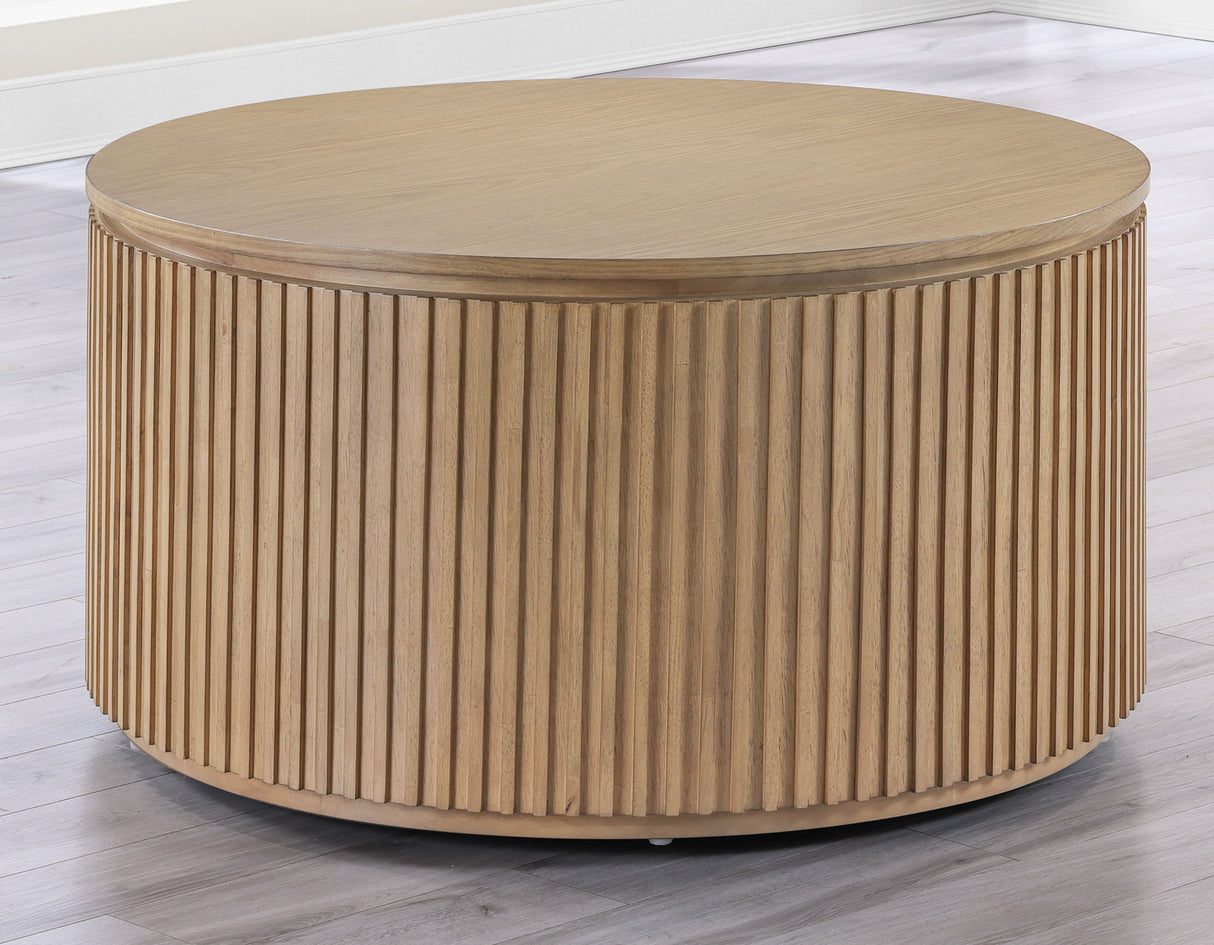 Colvin 36″ Round Castered Coffee Table, Toffee Finish from Steve Silver - Luna Furniture