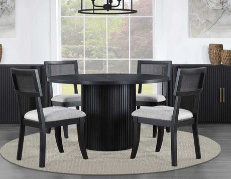 Colvin 5-Piece 52-inch Round Dining Set, Black - SET | COL500KTT | COL500KTB | COL500KS(4)