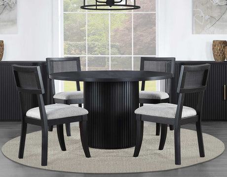 Colvin 5-Piece 52-inch Round Dining Set, Black - SET | COL500KTT | COL500KTB | COL500KS(4)