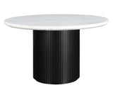 Colvin 52″ Round White Marble Dining Table, Black Finish from Steve Silver - Luna Furniture