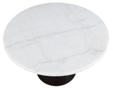 Colvin 52″ Round White Marble Dining Table, Black Finish from Steve Silver - Luna Furniture