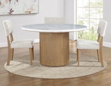 Colvin 52″ Round White Marble Table, Toffee Finish from Steve Silver - Luna Furniture